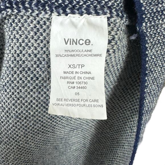 VINCE Blue Intarsia Wool Cashmere Knit Pullover Sweater Women's Size XS - Picture 6 of 7